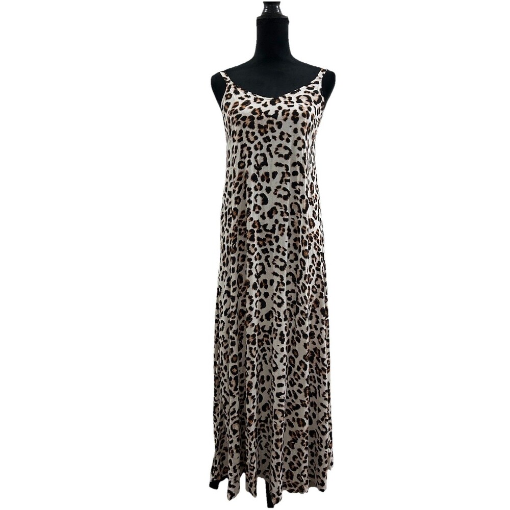 Express Leopard Print Womens Size XS Dress Sleeveless Cream With Brown Print